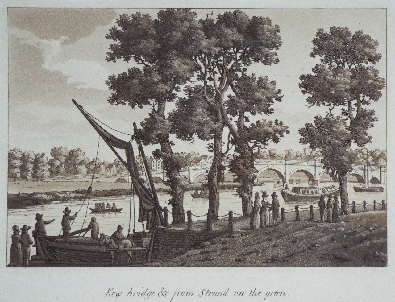 Aquatint - Kew bridge &c from Strand on the green. - Ireland